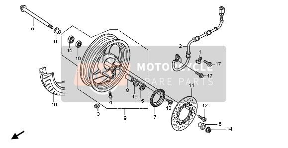 Honda FES125A 2011 VORDERRAD für ein 2011 Honda FES125A